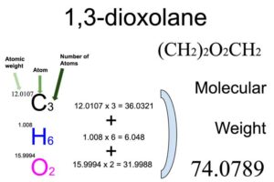 1,3-dioxolane [(CH2)2O2CH2] Molecular Weight Calculation