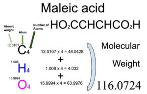 Maleic acid (HO2CCHCHCO2H) Molecular Weight Calculation