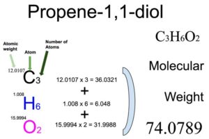 Propene-1,1-diol [C3H6O2] Molecular Weight Calculation