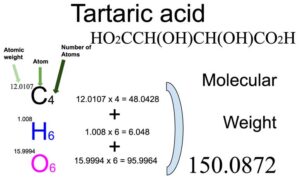 Tartaric acid (HO2CCH(OH)CH(OH)CO2H) Molecular Weight Calculation
