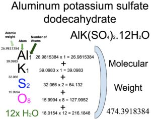 Aluminum potassium sulfate dodecahydrate [AlK(SO4)2.12H2O] Molecular Weight Calculation