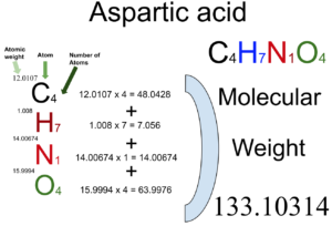 Aspartic Acid [C4H7NO4] Molecular Weight Calculation