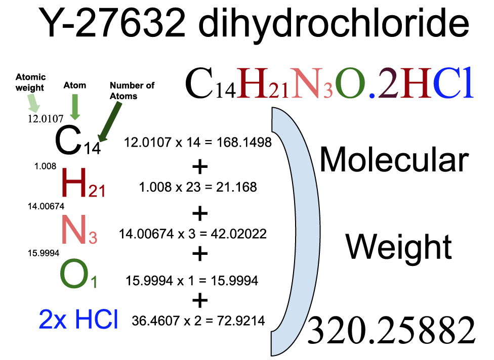 Y27632 Dihydrochloride (C14H21N3O.2HCl) Molecular Weight Calculation Laboratory Notes