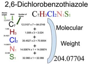 2,6-Dichlorobenzothiazole [C7H3Cl2NS] Molecular Weight Calculation