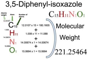 3,5-Diphenyl-isoxazole [C15H11NO] Molecular Weight Calculation