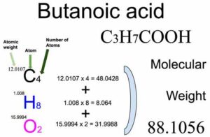 Butanoic Acid [C3H7COOH] Molecular Weight Calculation