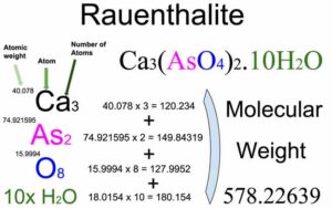 Rauenthalite [Ca3(AsO4)2.10H2O] Molecular Weight Calculation